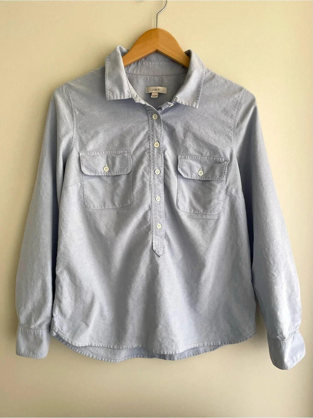 J. Crew Light Blue Casual Button-Front Long Sleeve Cotton Shirt